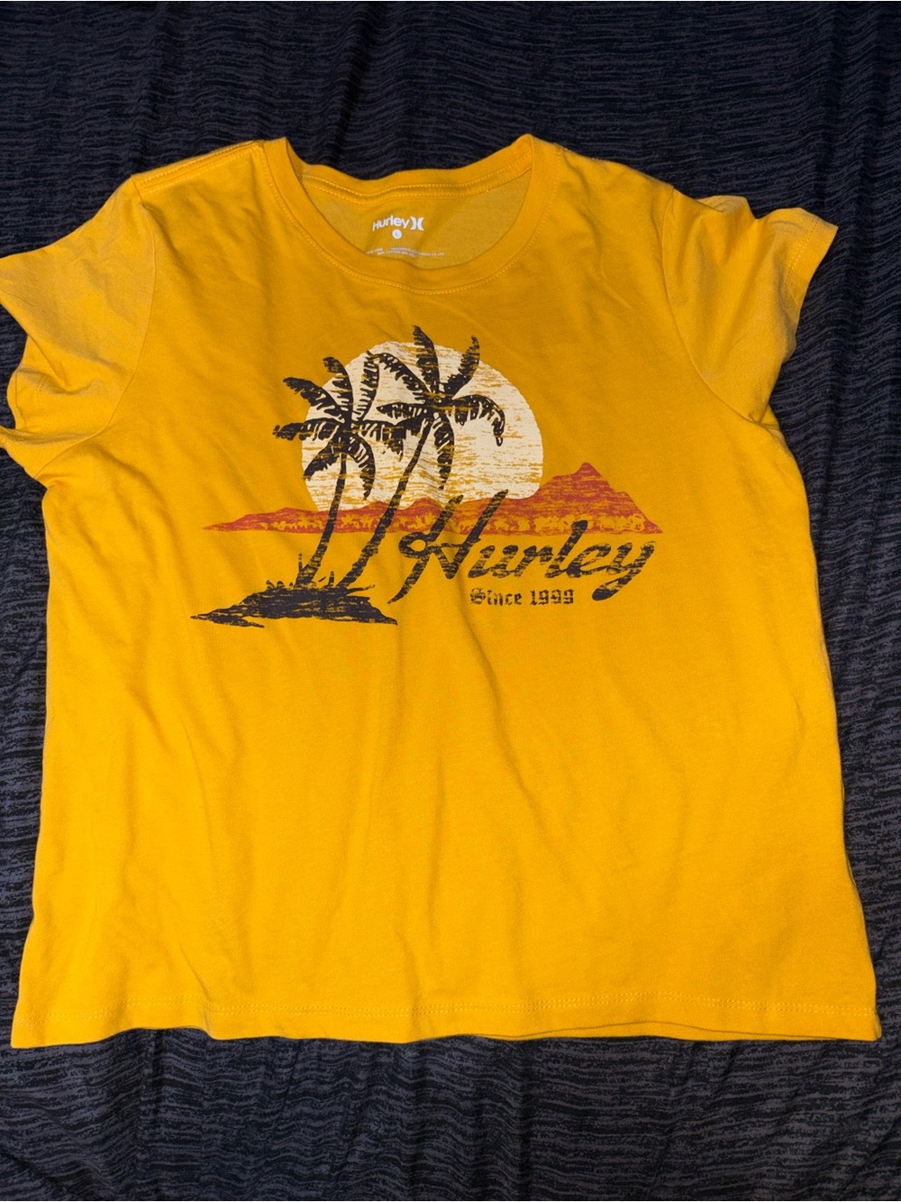 Hurley Golden Yellow Palm Sunset Graphic Tee